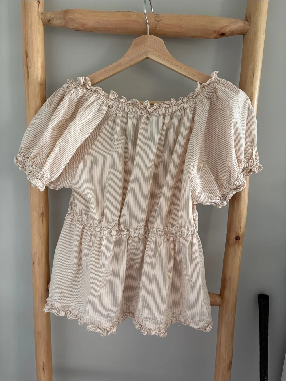 Anthropologie Embroidered Babydoll Puff Sleeve Blouse Sz Small